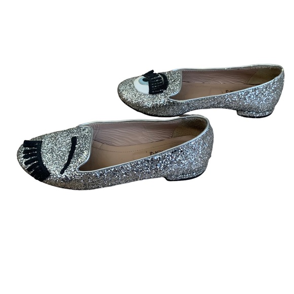 Chiara Ferragni Silver Glitter 'Flirting' Flats sz 35 - Picture 4 of 8
